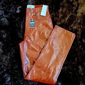 NWT Abercrombie & Fitch Vegan Leather 90s Straight Ultra High Rise Trousers